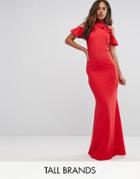 City Goddess Tall Maxi Dress With Ruffle Detail - Red