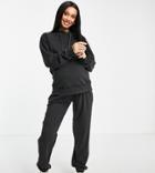 Asos Design Maternity Tracksuit Hoodie / Under The Bump Sweatpants In Washed Charcoal-black