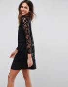 Isla Layback Lace Long Sleeved Cocktail Dress - Black