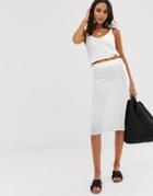 Asos Design Two-piece Textured Knit Midi Skirt - White