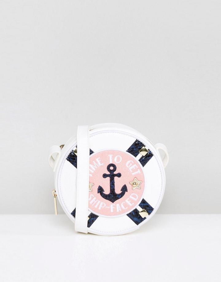 Skinnydip Time To Get Ship Faced Novelty Cross Body Bag - Multi