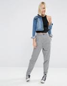Asos High Waisted Peg Pants In Gingham Check - Multi