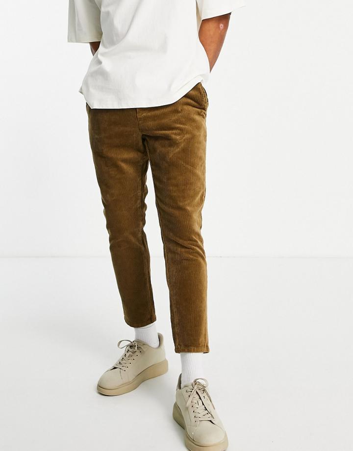 Only & Sons Corduroy Pants With Drawstring In Tan-brown