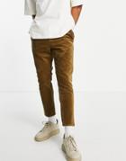 Only & Sons Corduroy Pants With Drawstring In Tan-brown