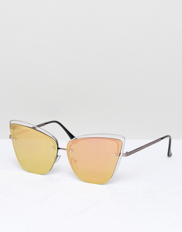 Asos Tramline Kitten Sunglasses - Gold