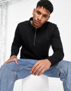 Only & Sons Sweats Polo Quarter Zip In Black