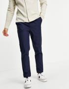 Selected Homme Organic Cotton Blend Pants With Elastic Cuff In Navy