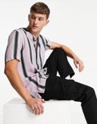 Topman Revere Collar Stripe Shirt In Lilac-purple
