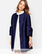 Helene Berman Fluted Sleeve Jacket In Blue - Blue