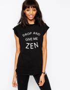 Asos Boyfriend T-shirt With Zen Print - Black