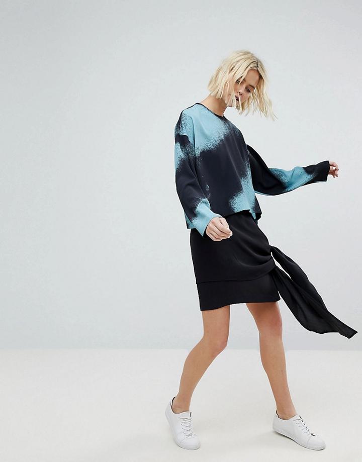 Weekday Waterfall Asymmetric Hem Skirt - Black
