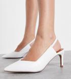 Asos Design Wide Fit Starship Slingback Mid Heeled Shoes In White