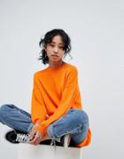 Asos Design Oversize Sweater In Fine Knit - Orange