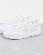 Reebok Club C Double Sneakers In White And Chalk