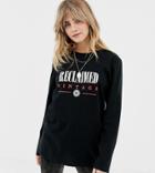 Reclaimed Vintage Inspired Long Sleeve Logo T-shirt In Black - Black