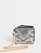 Urbancode Snake Zip Coin Purse On Detachable Neck Chain In Gray
