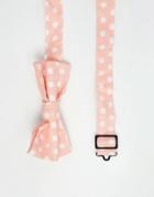 Asos Bow Tie In Pink Polka Dot - Pink