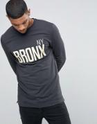 Asos Longline Muscle Sweatshirt With Chest Print - Black