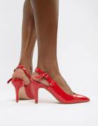 Faith Chariot Pointed Sling Back Pumps In Red - Red