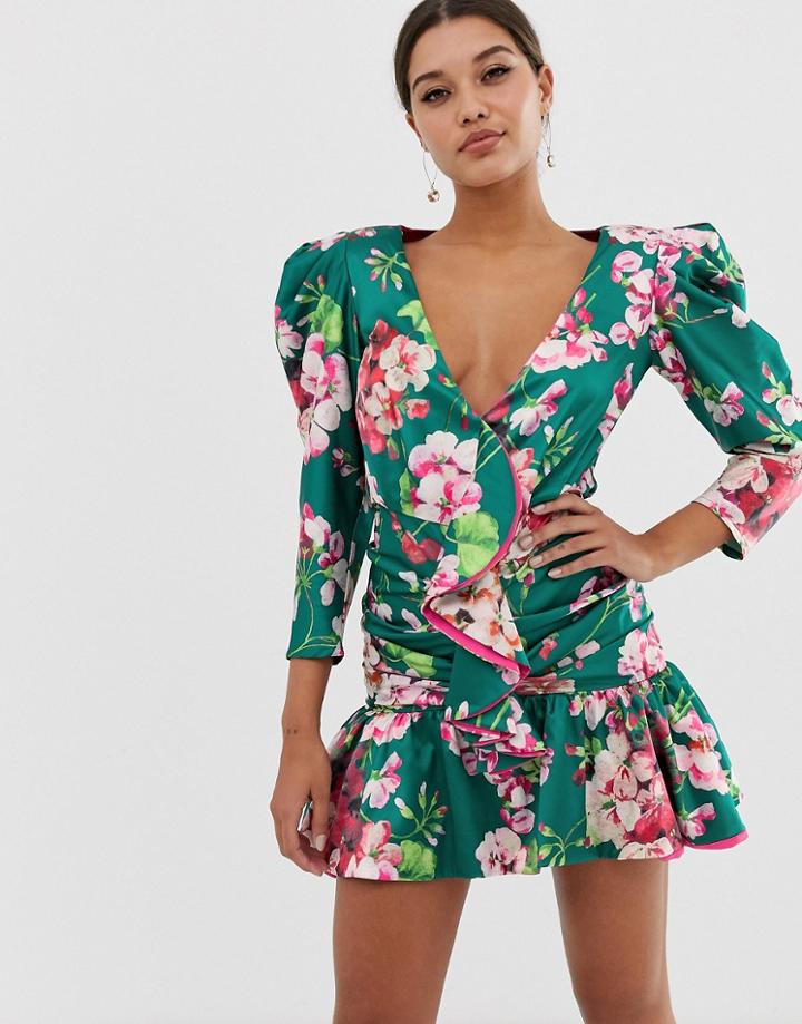 Bronx & Banco Sofia Floral Mini Dress-green