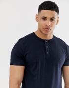French Connection Grandad Collar T-shirt-navy