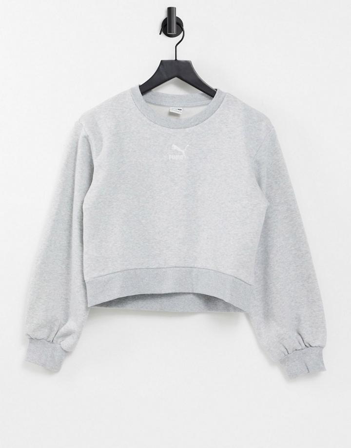 Puma Classics Bell Sleeve Sweatshirt In Gray-grey