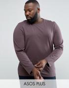 Asos Plus Long Sleeve T-shirt In Brown - Brown