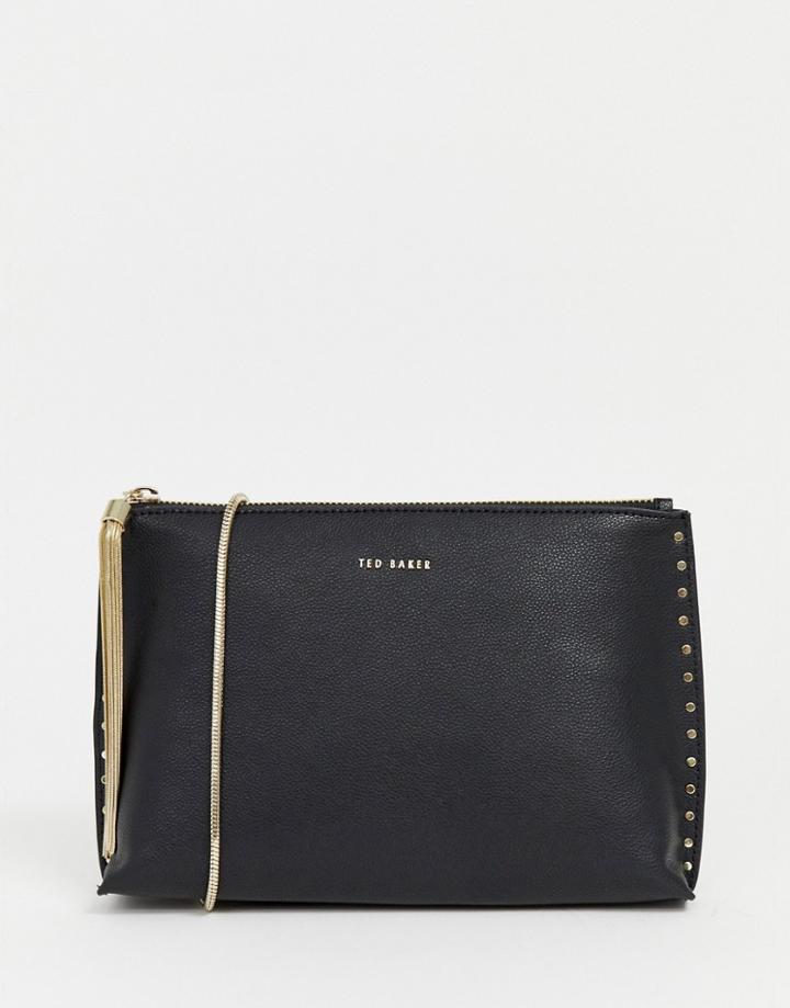 Ted Baker Tesssa Studded Leather Clutch With Chain - Black