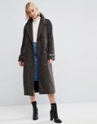Asos Coat In Check With Contrast Cuff - Multi