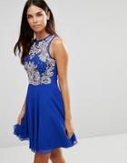Tfnc Skater Dress With Lace Body - Blue