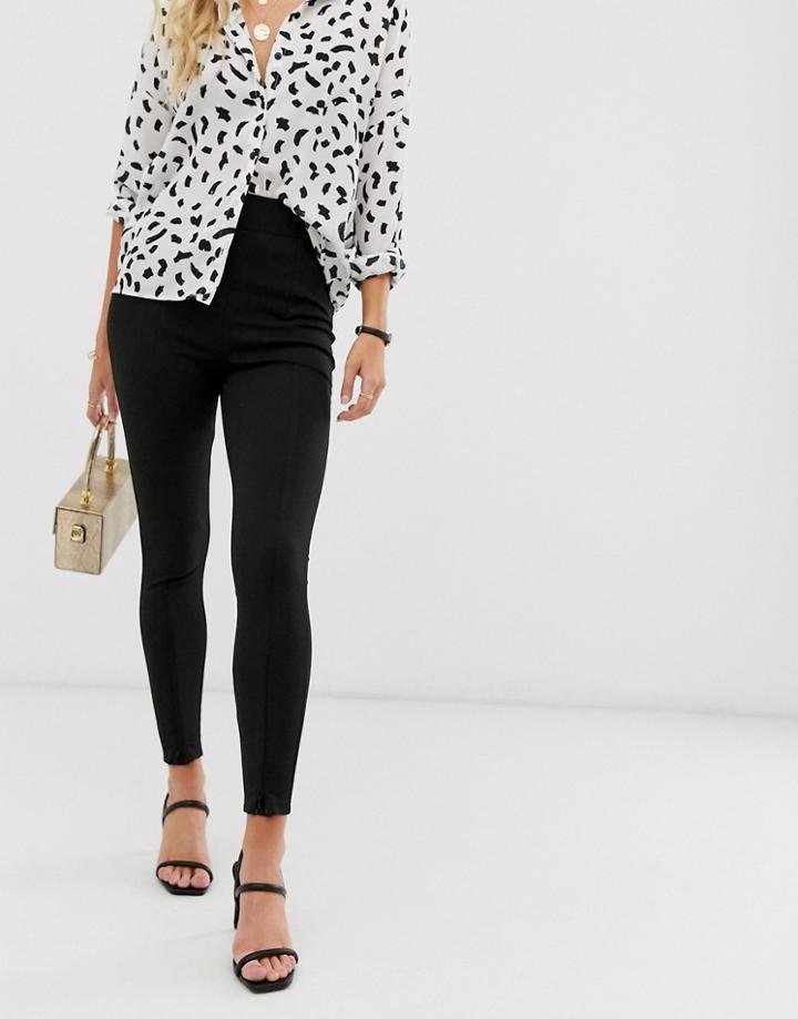 Asos Design Super Skinny Ponte Pants With Zips-black
