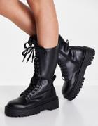 Public Desire Kendall Chunky Lace Up Boots In Black