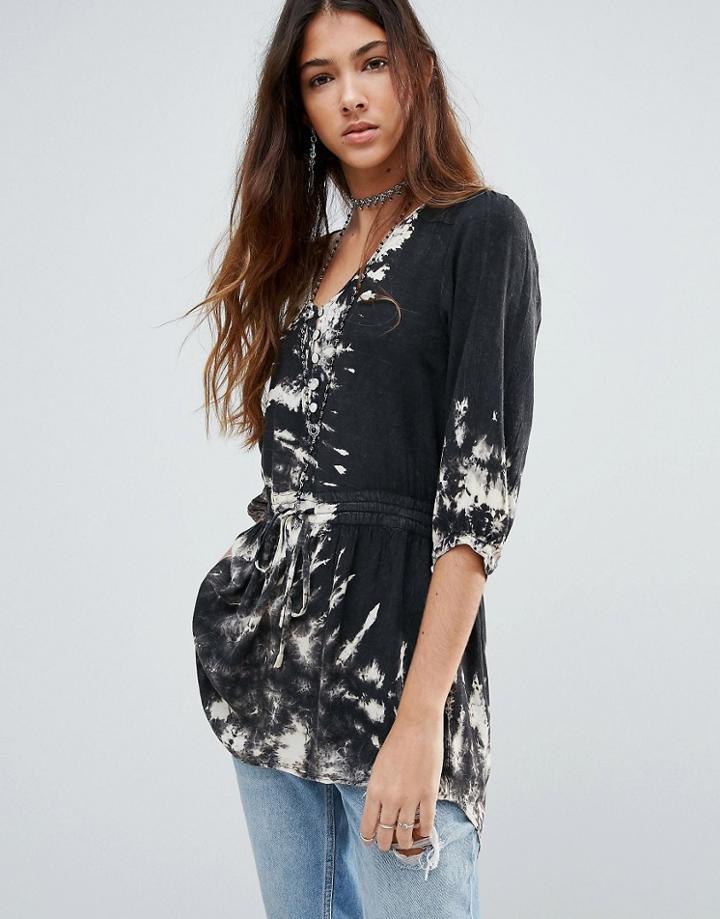 Raga Smoke Embellished Tunic Top - Black