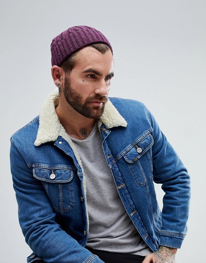 Asos Mini Fisherman Beanie In Burgundy Nepp - Red