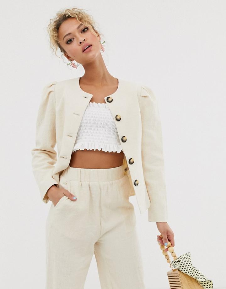 Never Fully Dressed Puff Seleeve Jacket Two-piece In Cream