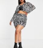 I Saw It First Plus Mesh Mini Skirt In Zebra - Part Of A Set-multi
