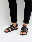 Asos Sandals In Black Leather With Studs - Black