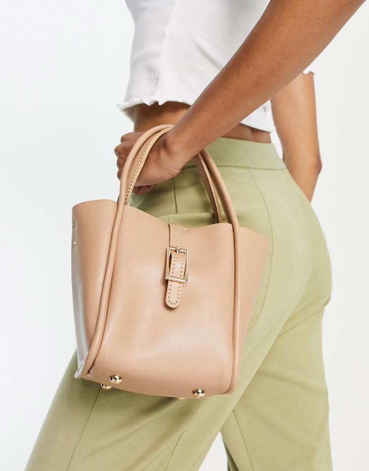 French Connection Buckle Detail Mini Bag In Camel-brown