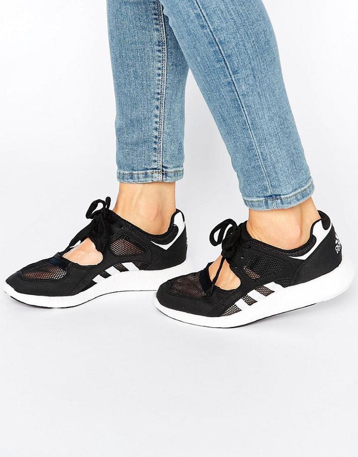 Adidas Originals Black Lace Up Open Trainers - Core Black