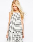 Asos Sleeveless Wrap Front Top With Open Back In Stripe - Multi