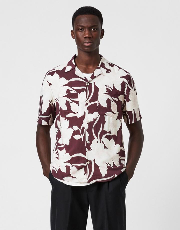 Allsaints Jardin Short Sleeve Shirt In Oxblood-red