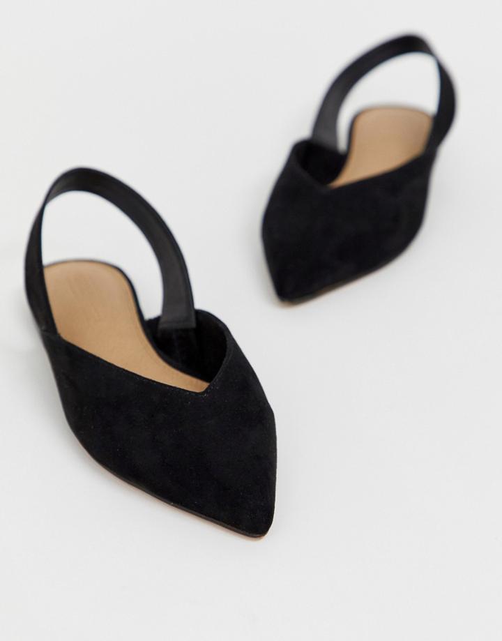 Asos Design Leisure High Vamp Slingback Ballet Flats In Black