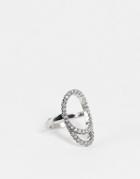 Asos Design Fingernail Ring With Crystals In Silver Tone