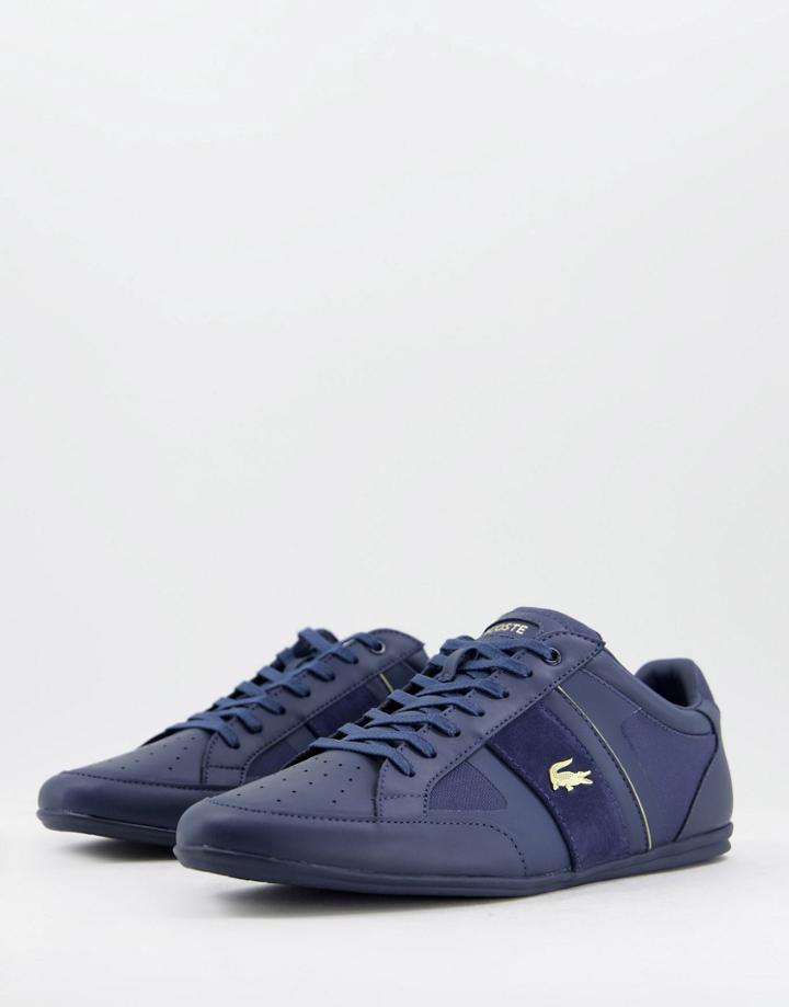 Lacoste Chaymon Tech Sneakers In Navy/gold
