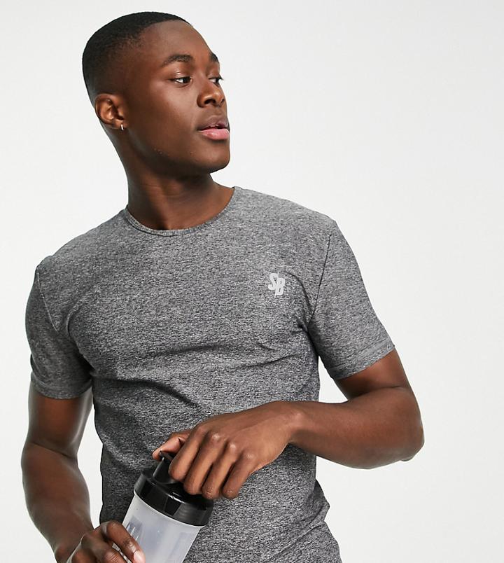 South Beach Man Muscle Fit T-shirt In Gray Heather