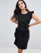 Vero Moda Ruffle Panel Pencil Dress - Black