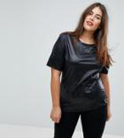 Junarose Leather Look T-shirt - Black