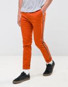 Asos Skinny Chino With Contrast Side Stripe In Orange - Orange