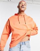 Asos Design Oversized Clean Scuba Hoodie In Coral Orange