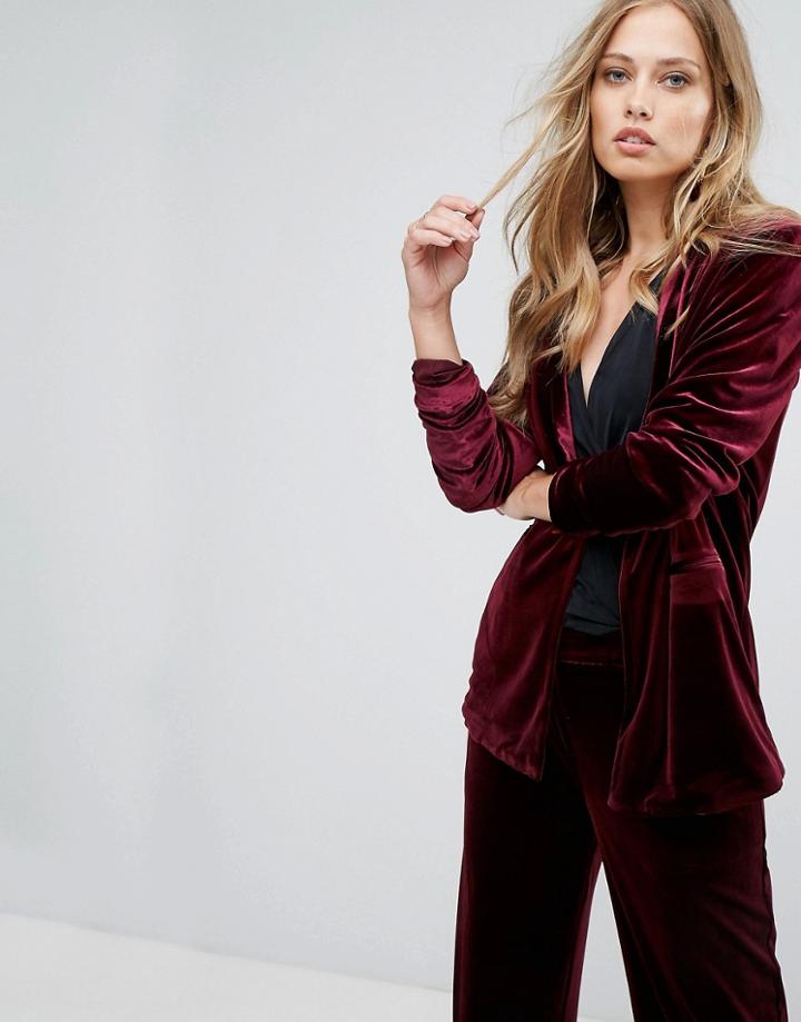 Vero Moda Tailored Velvet Blazer - Purple